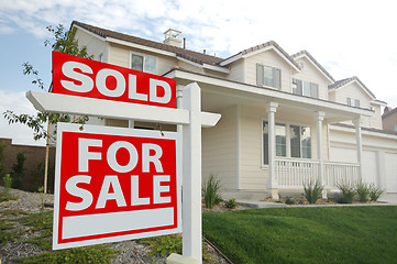 Image showing Sold Home For Sale Sign and New Home