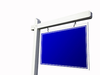 Image showing Blank Blue Real Estate Sign on White