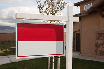 Image showing Blank Real Estate Sign in Front of House