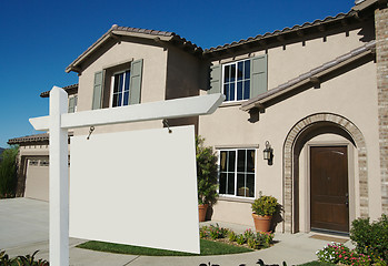 Image showing Blank Real Estate Sign & New Home