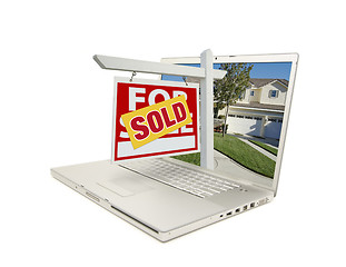 Image showing Red Sold For Sale Sign on Laptop