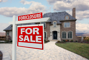 Image showing Foreclosure Home For Sale Sign and House