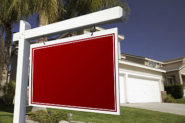 Image showing Blank Real Estate Sign and House