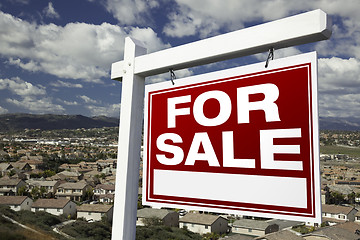 Image showing For Sale Real Estate Sign with Elevated Housing Community View