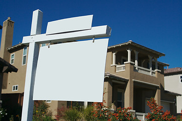 Image showing Blank Real Estate Sign & New Home