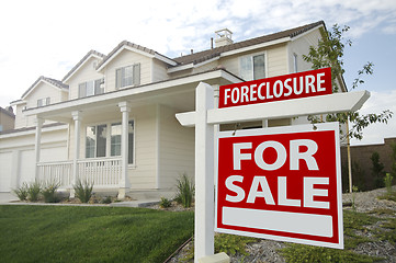 Image showing Foreclosure Home For Sale Sign and House