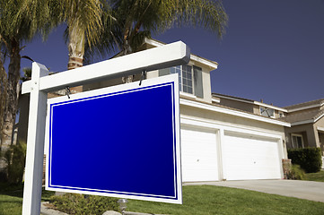 Image showing Blank Real Estate Sign and House