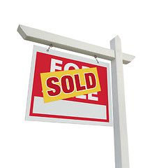 Image showing Sold Home For Sale Real Estate Sign on White