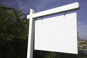 Image showing Blank Real Estate Sign in Neighborhood