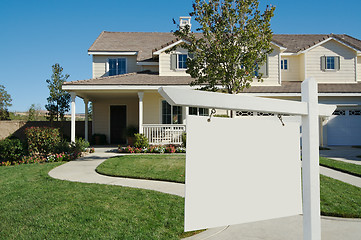 Image showing Blank Real Estate Sign & New Home