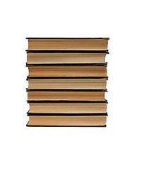 Image showing Stack of old books seen from ends isolated 