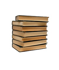 Image showing Stack of old books seen from ends isolated 