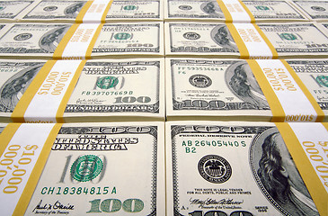 Image showing Stacks of One Hundred Dollar Bills