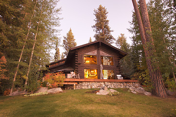 Image showing Beautiful Log Cabin Exterior