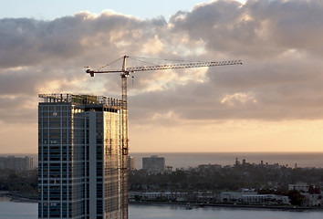 Image showing Silhouette of Crane and Building 