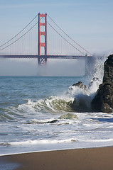 Image showing The Golden Gate Bridge in the Morning Fog