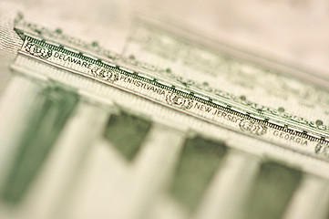 Image showing Macro of Five Dollar Bill Back