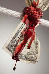 Image showing Wrinkled American Dollar Bleeding in Rope