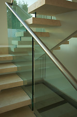 Image showing Majestic Marble Stairs and Glass