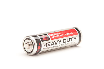 Image showing Single Heavy Duty AA Battery on White