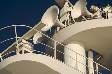 Image showing ea. Cruise ship radar and signaling equipment.