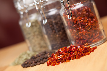 Image showing Bottles of Various Spices