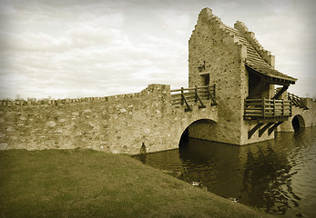 Image showing Colorized Ancient Medieval Replica Bridge