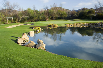 Image showing Golf Green and Lake