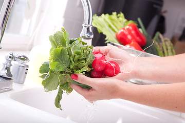 Image showing Woman Washing Radish