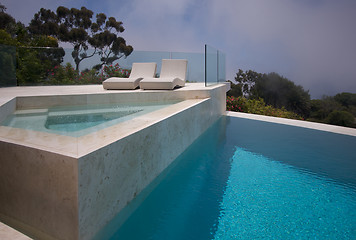 Image showing Custom Luxury Pool, Hot Tub and Chairs Abstract