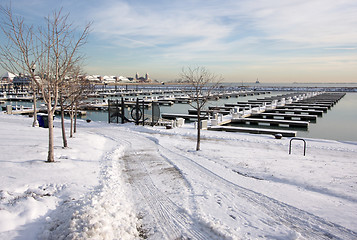 Image showing Empty Yacht Harbour on Lake Michigan