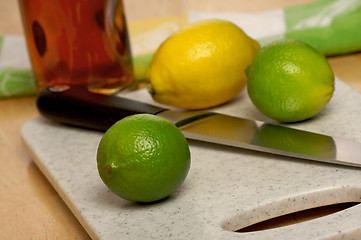 Image showing Limes, Lemons and Knife