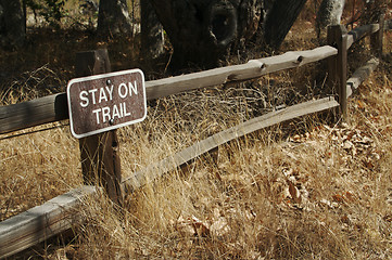 Image showing Stay on Trail Sign