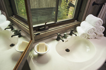 Image showing Rustic Bathroom Scene