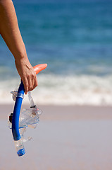 Image showing Woman Holding Snorkeling Gear