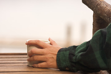 Image showing Morning Coffee on the Lake