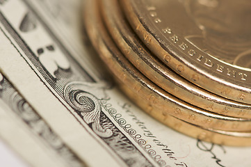 Image showing Abstract U.S. Dollar Coins & Bills