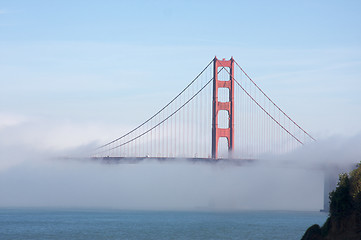 Image showing The Golden Gate Bridge in the Morning Fog