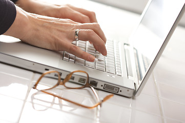 Image showing Female Using Laptop