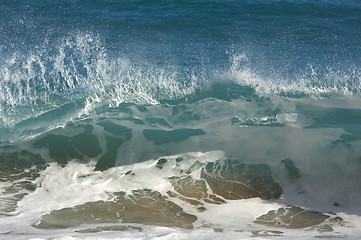 Image showing Dramatic Shorebreak Wave