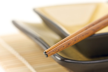 Image showing Abstract Chopsticks and Bowls