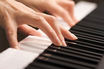 Image showing Woman's Fingers on Digital Piano Keys
