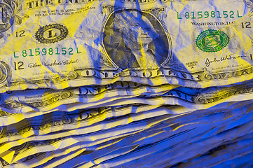 Image showing Pile of Crumpled Dollar Bills.