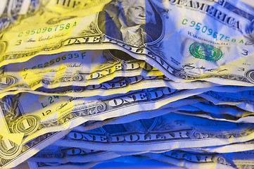 Image showing Pile of Crumpled Dollar Bills.