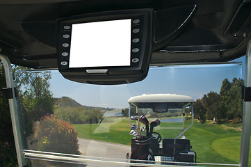 Image showing Golf Cart with Blank GPS Screen