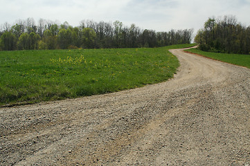 Image showing Country road and meadow.
