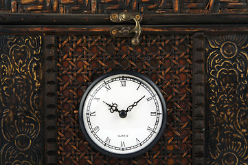 Image showing Close-up Front of Ornate Carriage Clock Box.