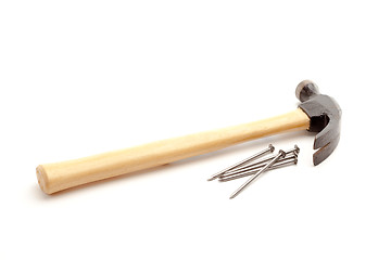 Image showing Hammer and Nails Isolated