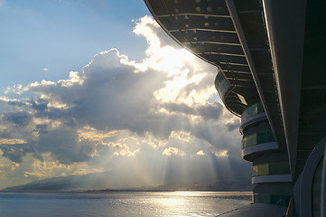 Image showing Sunset from a cruise ship.