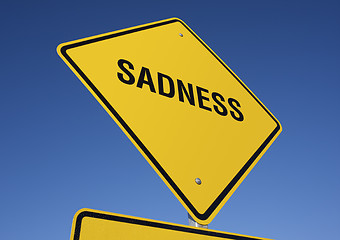 Image showing Sadness Yellow Road Sign